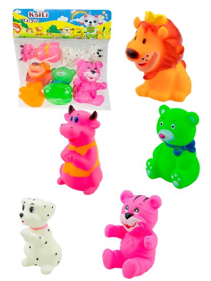 Пищалки для купания "Животные игрушки" в пакете, 5 предметов
