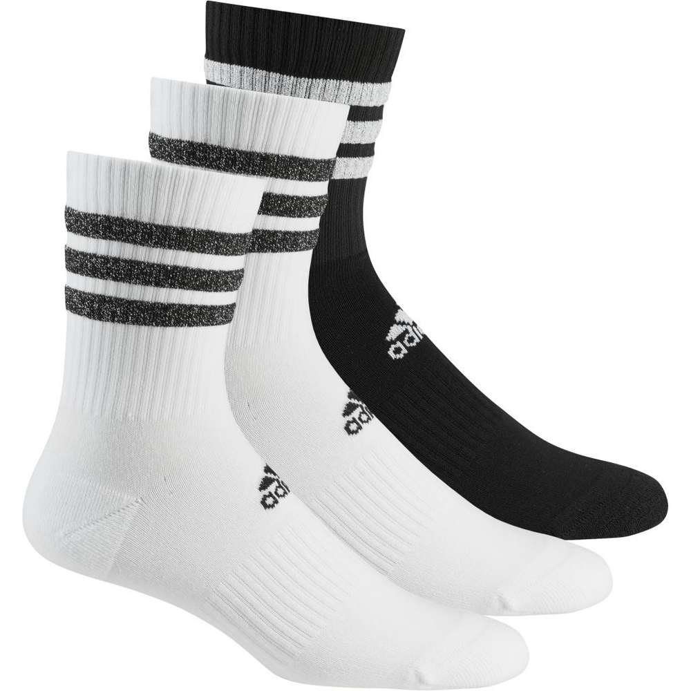 Носки теннисные Adidas Glam 3 Stripes Cushioned Crew Sport Socks 3PP - white/black/white