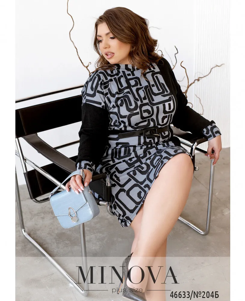 Платье 204Б-Серый-черный Minova