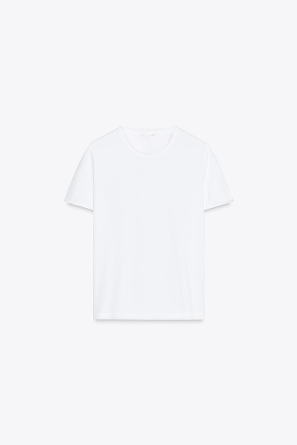 ZARA ФУТБОЛКА ИЗ ТКАНИ С ЭФФЕКТОМ ПОТЕРТОСТИ, БЕЛЫЙ