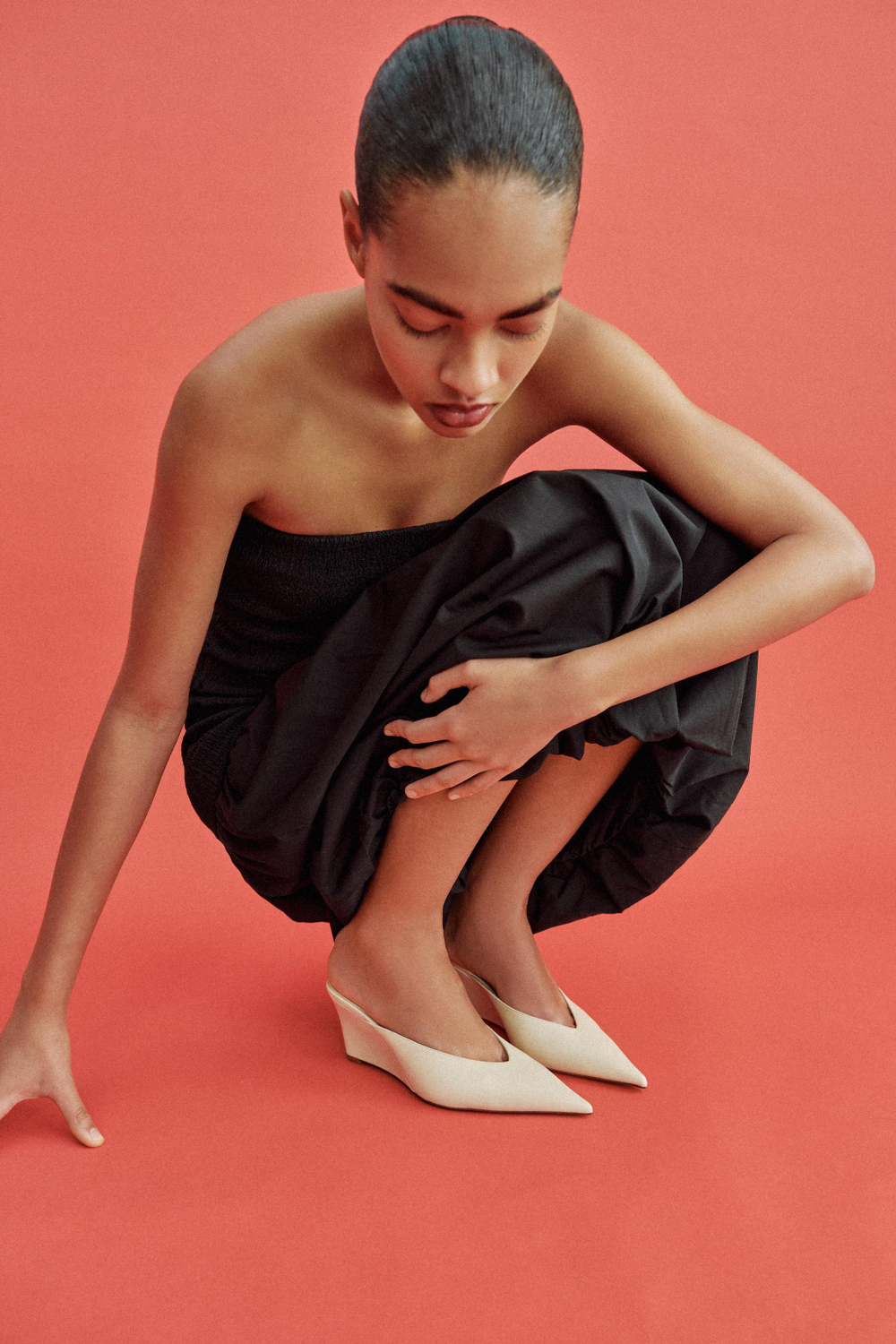 ZARA ТУФЛИ-МЮЛИ НА ТАНКЕТКЕ, БЕЛЫЙ