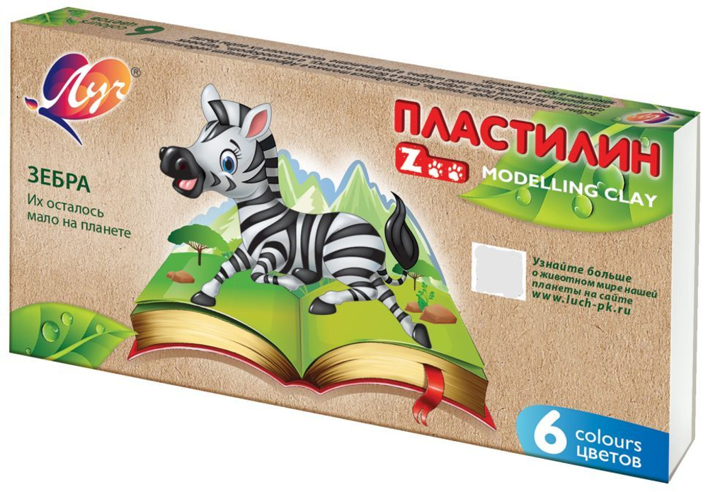 Пластилин Луч Zoo 6 цветов х 15 гр.