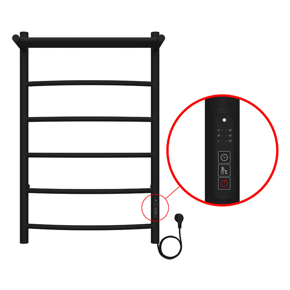 Полотенцесушитель электр. Azario VERONA 53.2х80, Черный