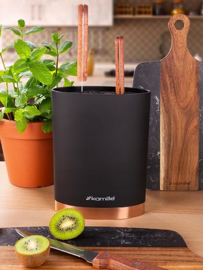 Подставка для ножей 22 см. овальная Kamille KM 7627 Медь