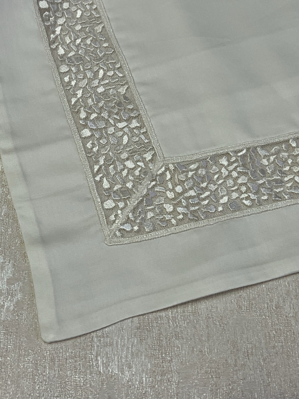 Постельное белье 2 спальное евро Emozioni Italiane Double шампань/белое