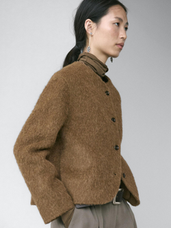 Massimo Dutti Кардиган из шерсти альпака с начесом, оливковый