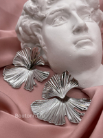 Серьги серебристые в форме листьев Гинкго