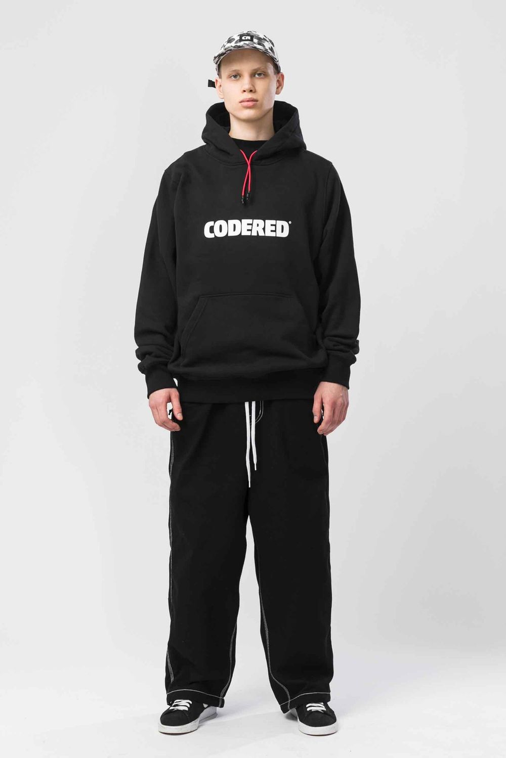 Джинсы Codered Real Baggy Черный/Белые нитки