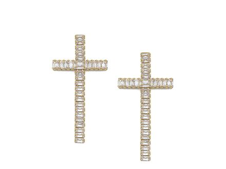 Серьги Вечерние. Крест со стразами, 39мм