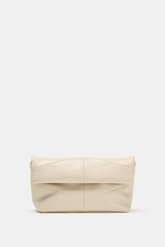 ZARA СТЕГАНАЯ СУМКА-КОНВЕРТ, ЭКРЮ