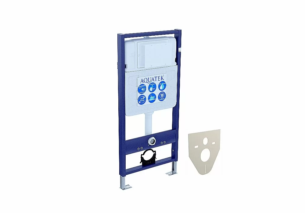 Унитаз с инсталляцией Aquatek Классик SET AQUATEK КЛАССИК-010 4в1 с кнопкой хром глянцевый, с крышкой микролифт, безободковый