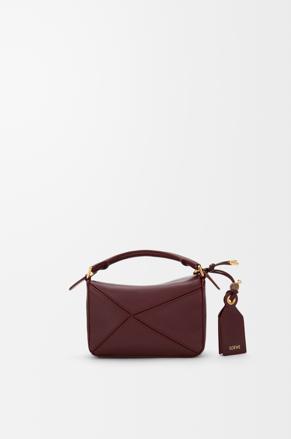 Loewe Мини-сумка Puzzle Featherlight из мягкой кожи ягненка наппа, бургунди