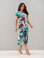 Платье П-026/бирюзаабстракция-надписи