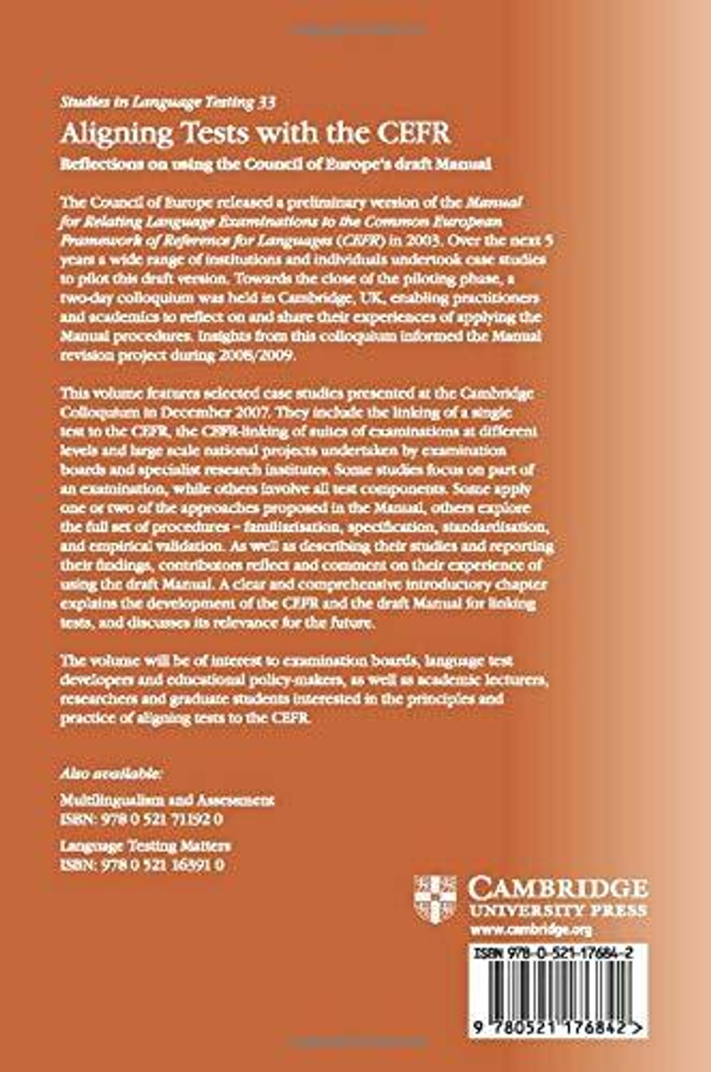 Aligning Tests with the CEFR: Reflections on Using the Council of Europe's Draft Manual (Studies in Language Testing)