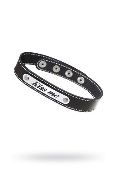 Чокер Штучки-Дрючки Kiss me с белой строчкой черный