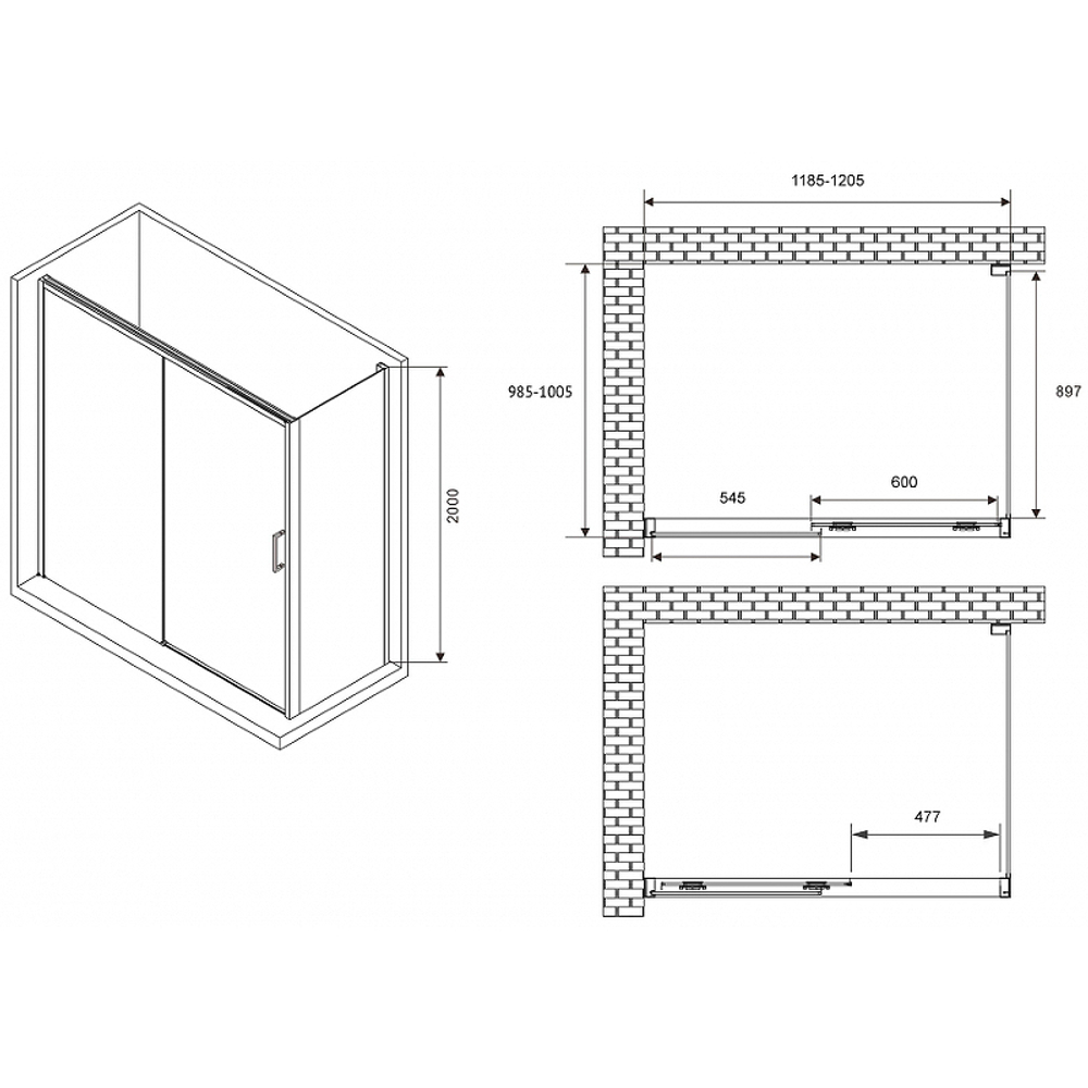 Душевой уголок Abber Komfort 120x100 AG93120-S102 профиль Хром стекло прозрачное