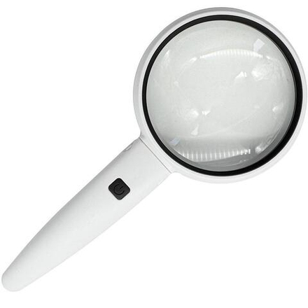77790 Лупа ручная 3.5х, диам. 90мм, с подсветкой (2 LED), цв. белый
