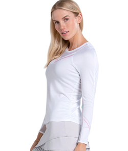 Женская теннисная футболка с длинным рукавом Lucky in Love Weave It To Me Long Sleeve - white