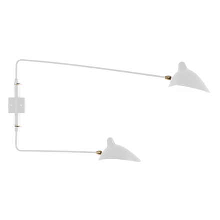 Wall design lamp AP2BD Two Arms by Serge Mouille (White)