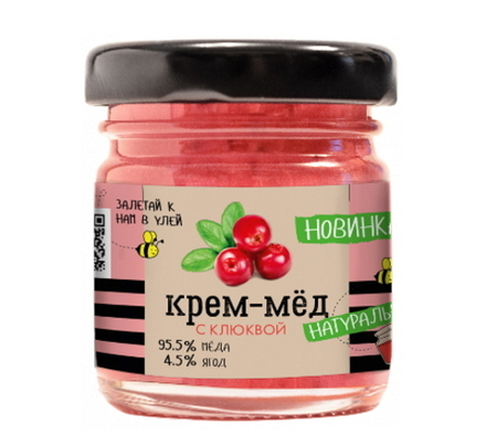 Крем-мед с клюквой 140г. Красный пищевик