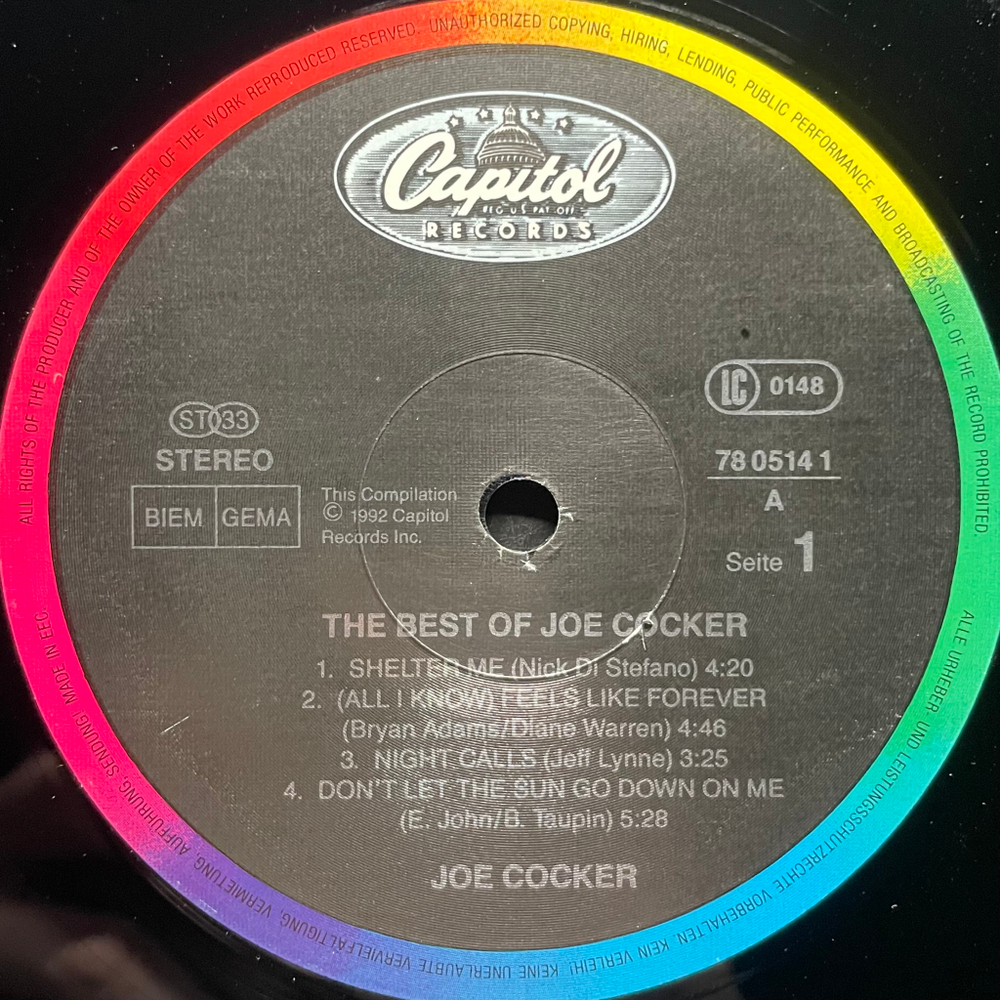 Joe Cocker - The Best Of Joe Cocker 2LP (Европа 1992г.)