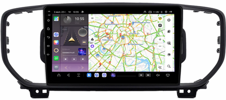 Магнитола для KIA Sportage 2018-2021 (рамка черная) - Kuberg QLed, Android 13, TS20, CarPlay, SIM-слот