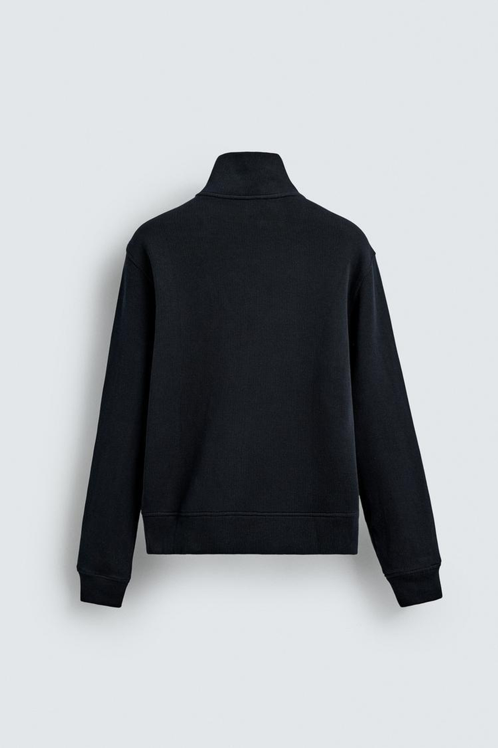 ZARA ТОЛСТОВКА В РУБЧИК ИЗ ТКАНИ ИНТЕРЛОК, МОРСКОЙ СИНИЙ