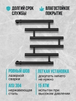 Полотенцесушитель водяной черный 500х500 с боковым подключением