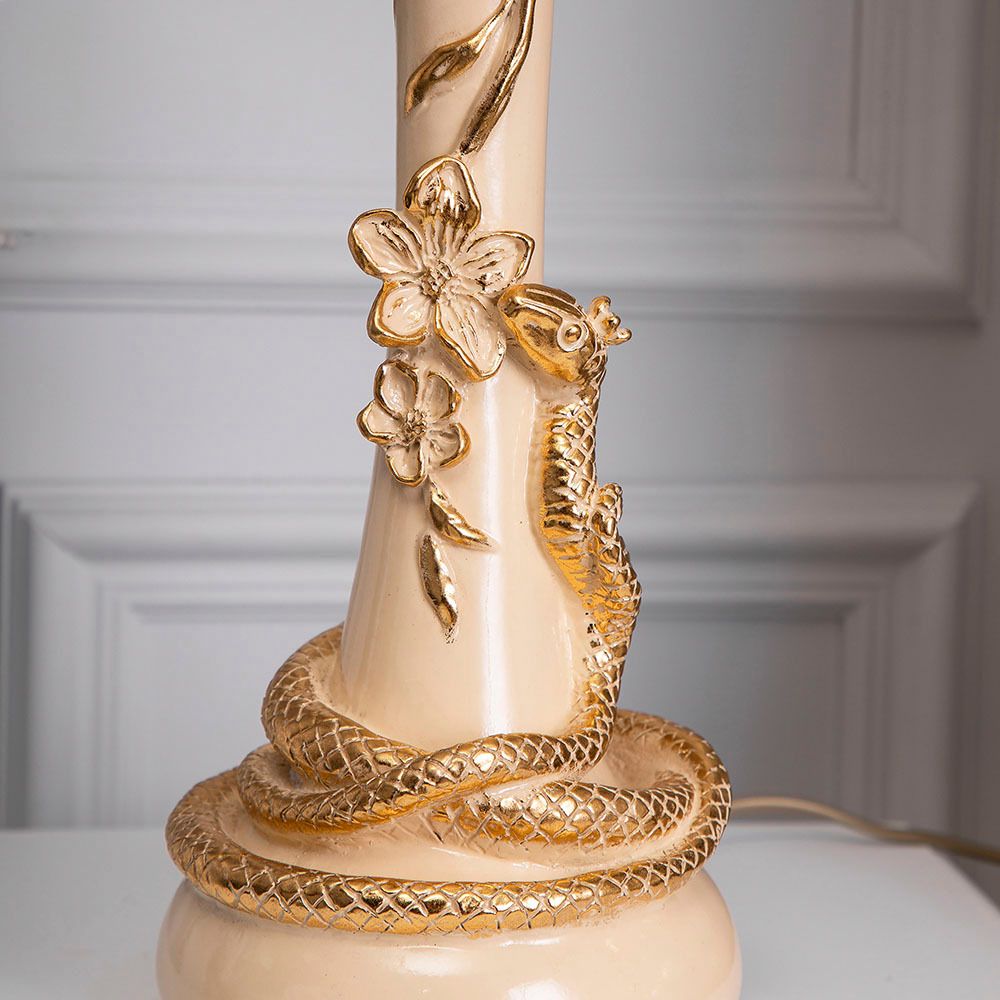 Настольная лампа Змея Катари Айвори с абажуром Тюссо Конфети Айвори