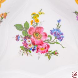 Салатник треугольный Queen's Crown Мейсенский букет 22см