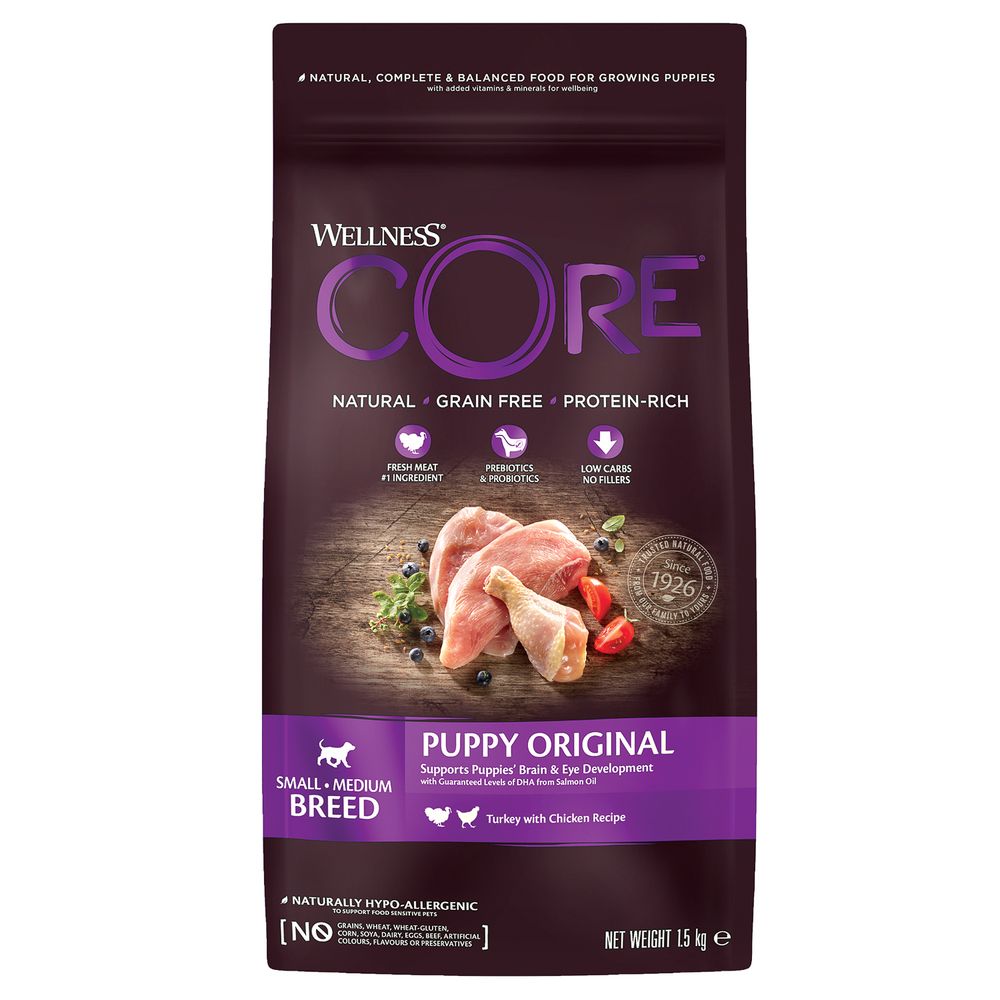 Wellness Core 10кг Сухой корм для щенков малых и средних пород Индейка и курица