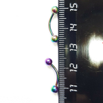 Микробанан 10 мм с шариками 4 мм, толщина 1,2 мм для пирсинга брови. Сталь 316L, радужное анодирование.