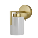 Настенный светильник 1x60Вт E27, металл/стекло, золото/матовый плафон, с выключателем