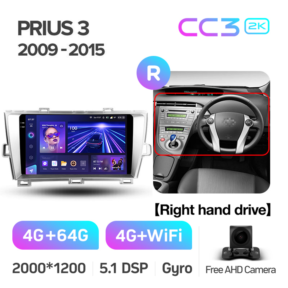 Teyes CC3 2K 9"для Toyota Prius 30 2009-2015 (прав)