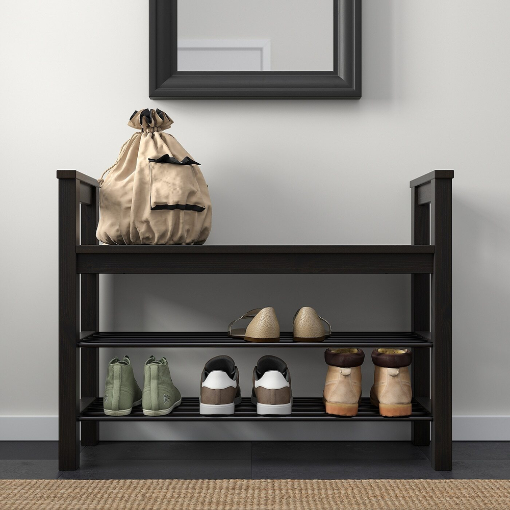 Скамейка для обуви IKEA HEMNES (ХЕМНЭС), Черный, 85х32х65 см