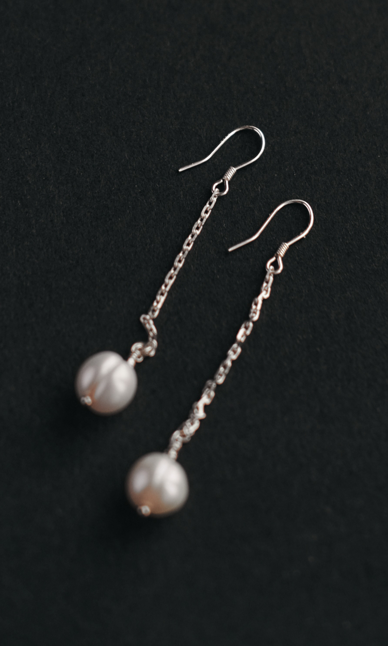 Серьги "Memo about Relationship" из жемчуга длинные серебро 925