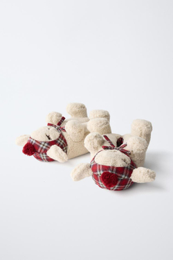 ZARA ДОМАШНИЕ ТАПОЧКИ «ОВЕЧКА», ЭКРЮ