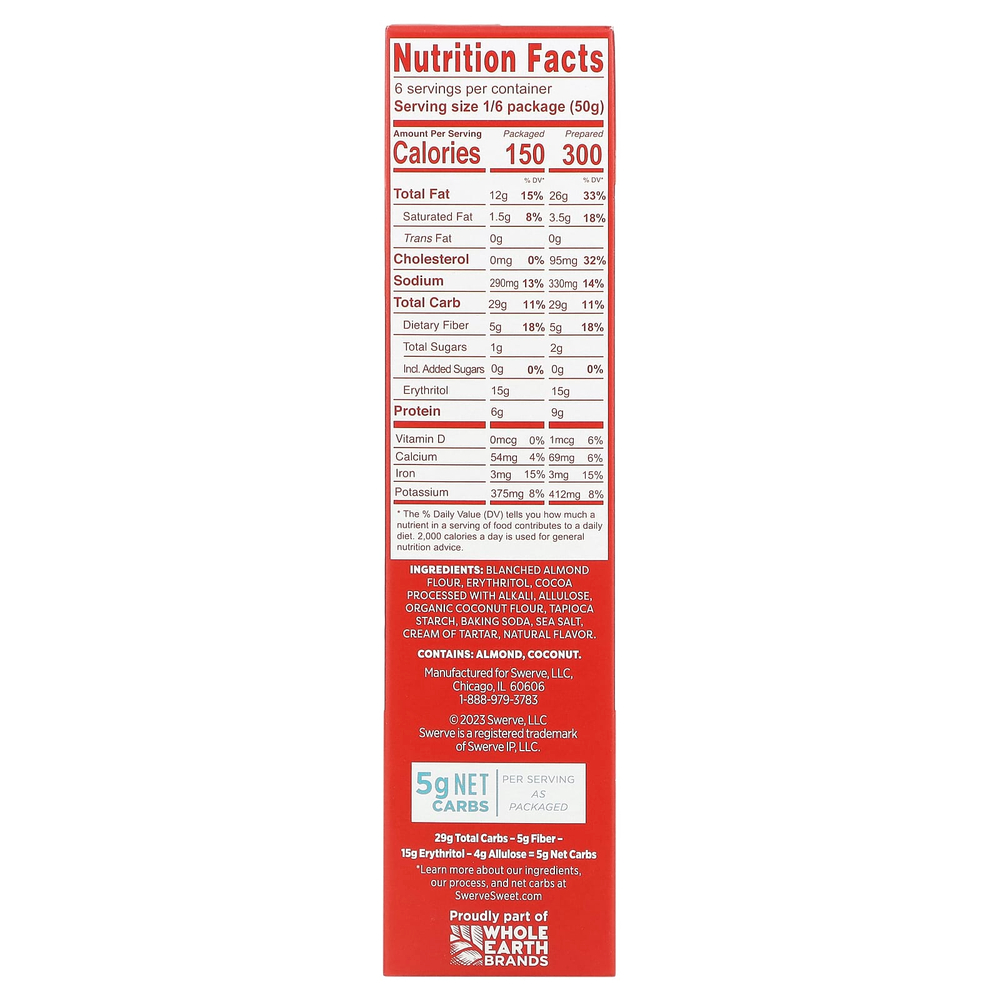Swerve, смесь для шоколадного торта, подходящая для кетодиеты, 300 г (10,6 унции)