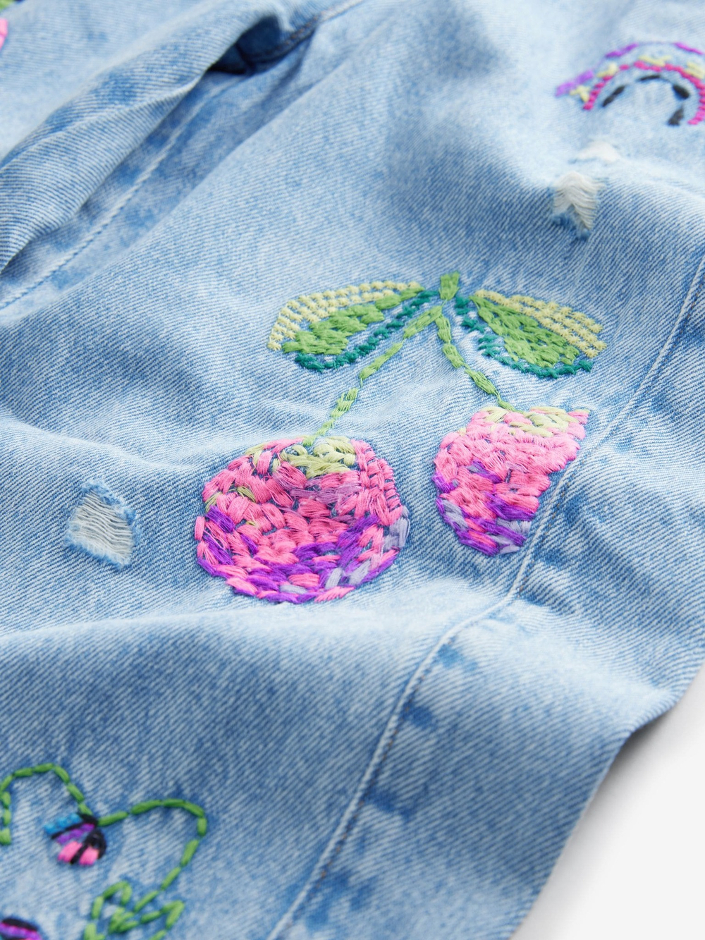 Джинсы с вышивкой для девочки Next E29-129, Голубой