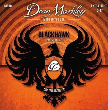 Струны для акустической гитары,с покрытием, 10-47, Dean Markley DM8010 Blackhawk Pure Bronze