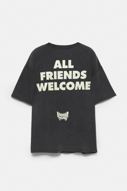 PULL&BEAR Футболка "Stranger Things ",темный антрацит