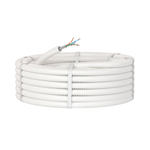 Элетротруба из ПЛЛ не содержит галогенов, гибкая гофрированна д. 16 мм,цвет белый, с кабелем витая пара 5EU/UTP нг(А)-HF, 50 м