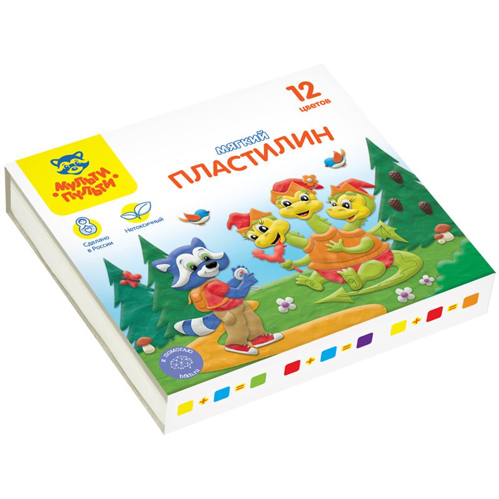 Пластилин детский 12 цвета(ов) 120 г МУЛЬТИ-ПУЛЬТИ Енот в сказке (МП_41710)