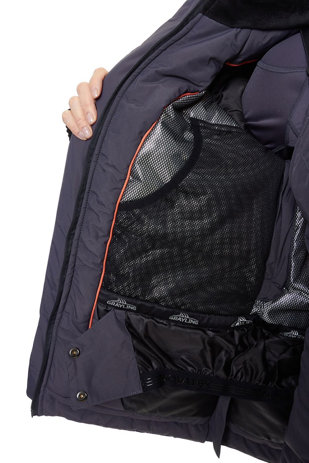 Костюм женский Ангара -35 (графит, лосось) GRAYLING