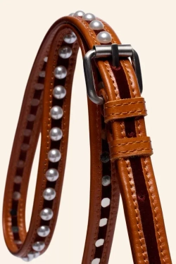 ZARA КОЖАНАЯ СУМКА ЧЕРЕЗ ПЛЕЧО С ЖЕМЧУЖНЫМИ ДЕТАЛЯМИ - LIMITED EDITION, КОРИЧНЕВЫЙ