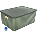 Корзина для хранения с крышкой «ЭЛГАТТ», цвет темно-серый, 36*26*16,5см (лейбл Селфи)