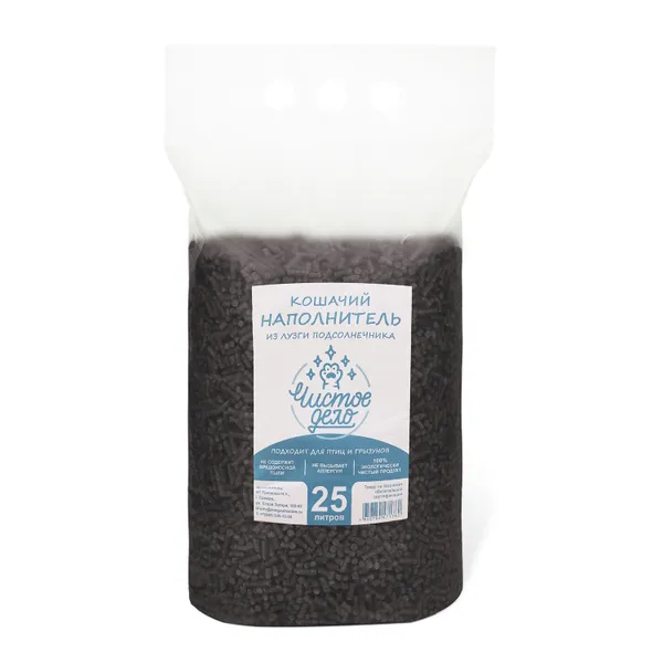Наполнитель Чистое дело для кошачьего туалета из лузги подсолнечника