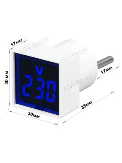 Цифровой вольтметр переменного тока бытовой сети в розетку 220В, синий дисплей