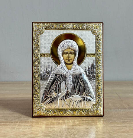 Матрона, икона прямоугольная без рамки, красное дерево 120х160