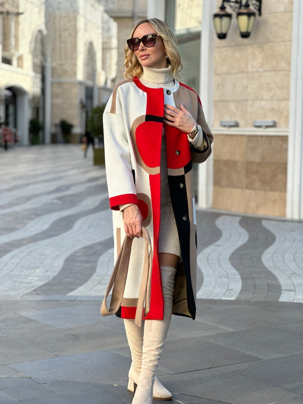 Пальто цветное из шерсти